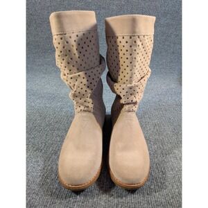 TOMS Suede Slouchy Perforated Mid-Calf Boots Women Size 8
